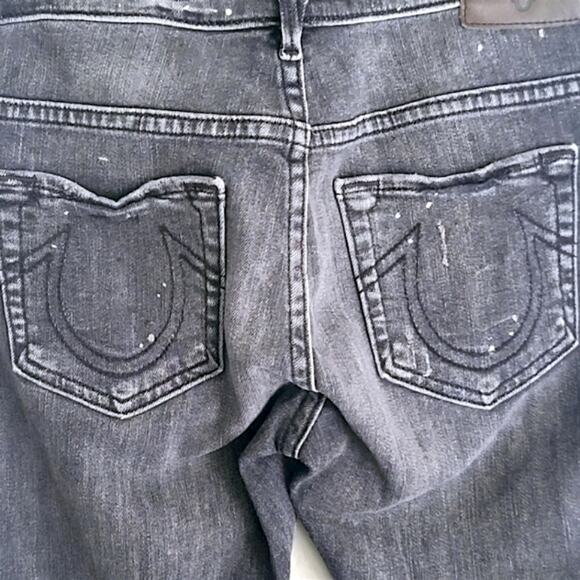 True Religion Women’s Jeans Soft Grunge Moto Distressed Denim Washed Black 23 - Picture 7 of 9